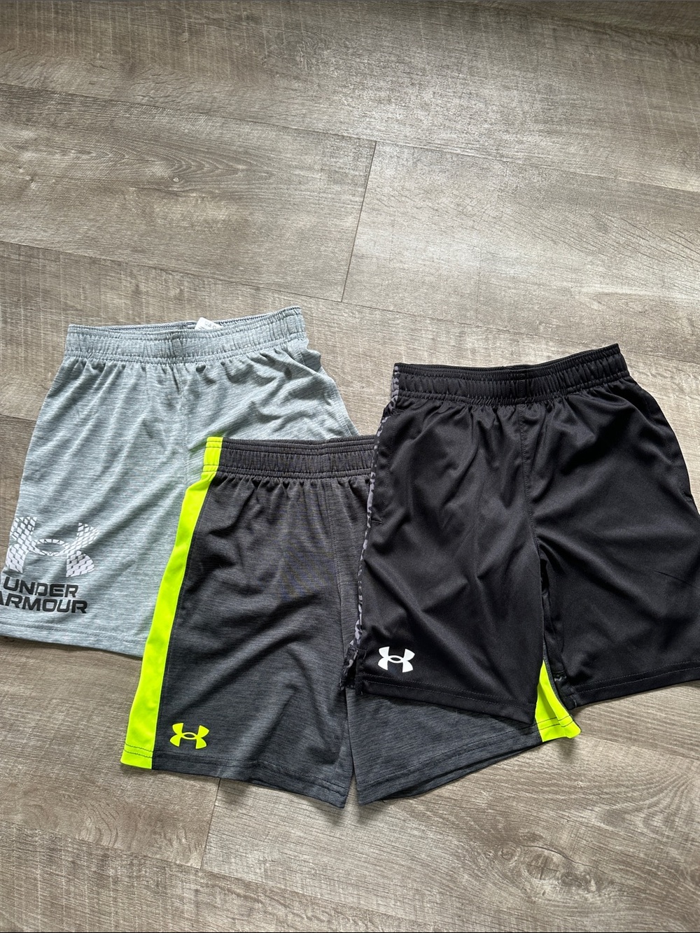 Under Armour Men’s Athletic Shorts — Black, Gray, Neon Yellow, Like new!